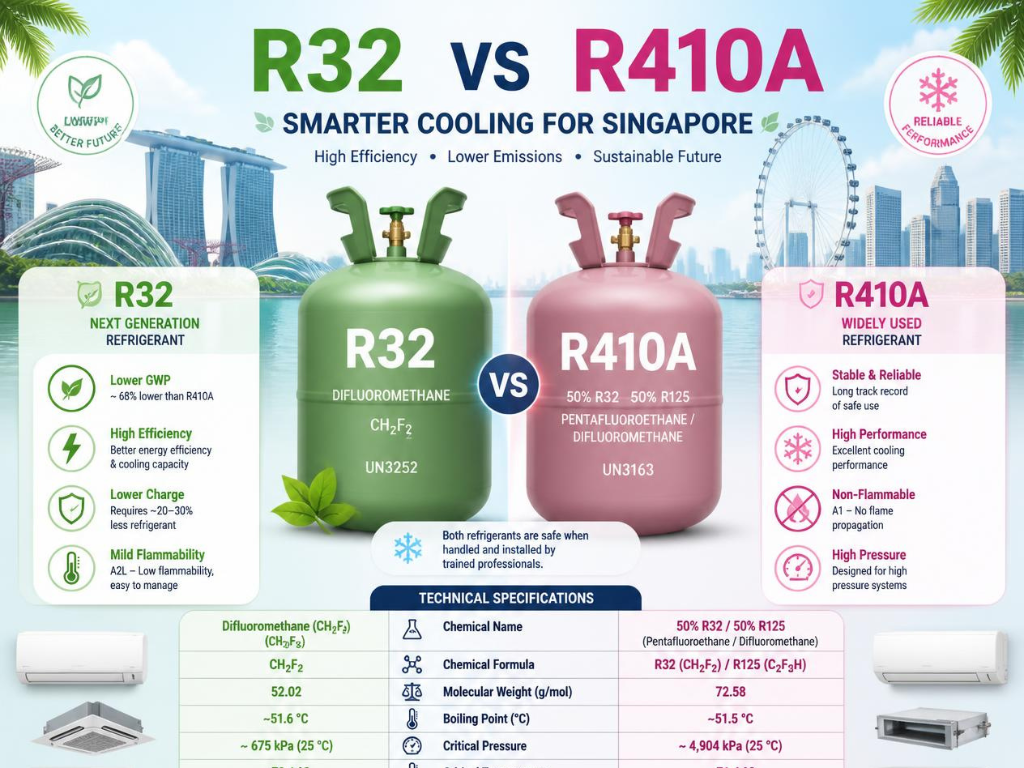 R32 vs R410A: Which Refrigerant Your Singapore AC Uses