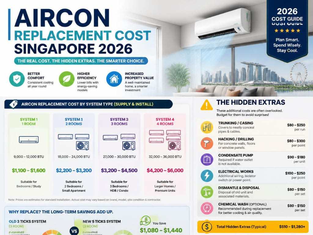 Aircon Replacement Cost Singapore 2026: All Hidden Extras