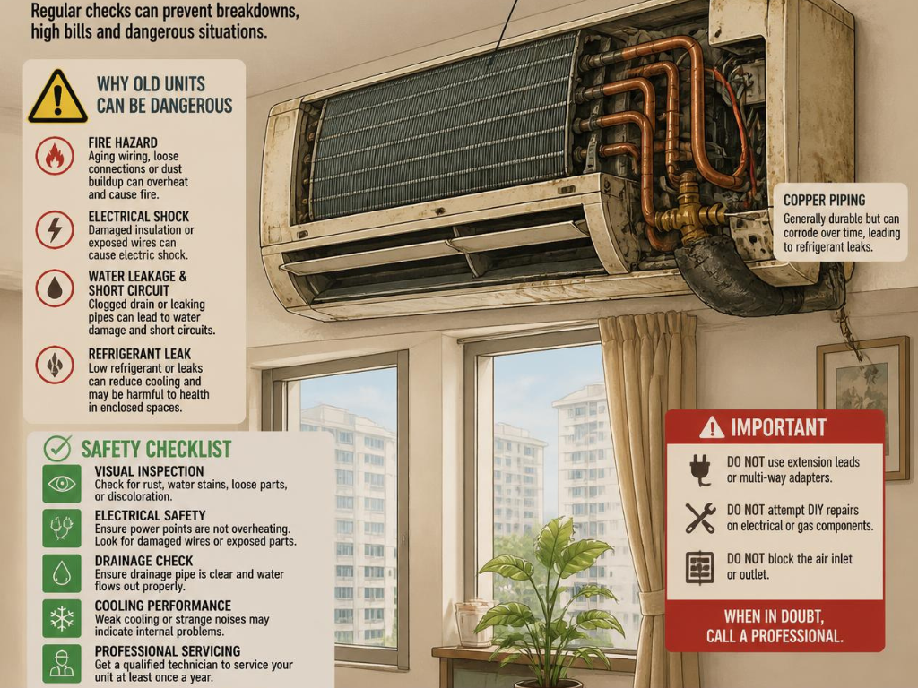 Can I reuse old copper piping when replacing my aircon?